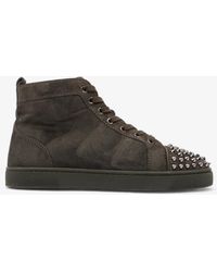 Christian Louboutin - Lou Spikes High Top Sneakers Suede - Lyst