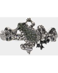 Fashnzfab - Rhinestone Embellished Metal Frog Hinged Evening Bracelet - Lyst