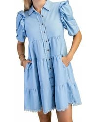 Gigio - Linen Button Up Shirt Dress - Lyst