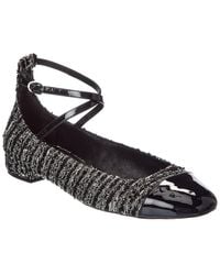 Stuart Weitzman - Eden Strap Tweed & Patent Flat - Lyst