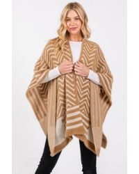 TRUEDAMES - Fuzzy Chevron Pattern Ruana - Lyst