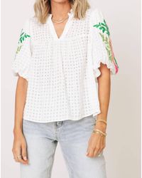 Thml - Garden Party Embroidered Puff Sleeve Top - Lyst