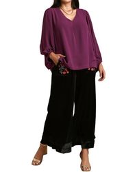 Umgee - V-Neck Long Sleeve Tunic Blouse - Lyst