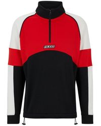 HUGO - Color-blocked Sweatshirt With Racing-inspired Logo Badge - Lyst