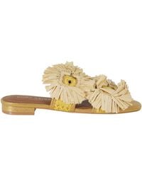 Kurt Geiger - Raffia Floral Appliques Synthetic Flat Sandals - Lyst