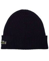 Lacoste - Ribbed Wool Beanie - Lyst