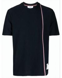 Thom Browne - Short-Sleeved Crew Neck T-Shirt With Vertical Stripe Detail - Lyst