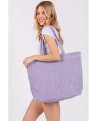 Fashnzfab - Solid Crochet Straw Bag - Lyst
