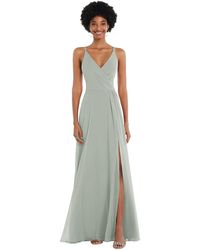 After Six - Faux Wrap Criss Cross Back Maxi Dress With Adjustable Straps - Lyst