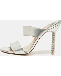 Sophia Webster - Foil Leather Crystal Embellished Heel Slide Sandals - Lyst