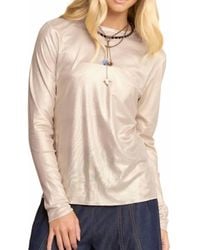 Davi & Dani - Metallic Mesh Long Sleeve Layering Top - Lyst