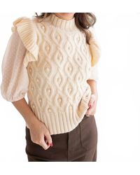 Voya - Polka Dot Sheer Sleeve Sweater - Lyst