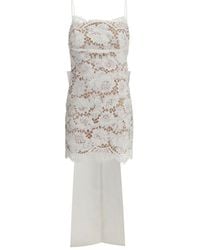 Self-Portrait - Short Satin Dress With Lace Bow - Lyst