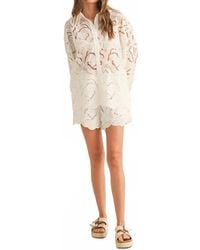 Miou Muse - Floral Eyelet Pattern Shorts - Lyst
