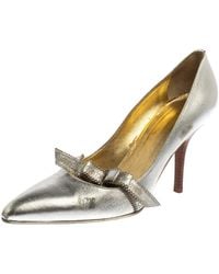 Roberto Cavalli - Leather Slip On Pointed Toe Pumps - Lyst