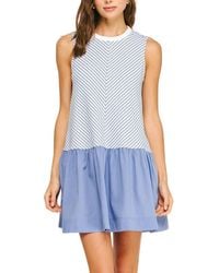 Strut & Bolt - Striped Knit Mixed Media Mini Dress - Lyst