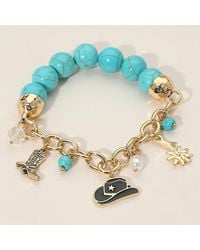 Fashnzfab - Secret Box_Western Cowboy Hat Boot Flower Pearl Charm Beaded Stretch Bracelet - Lyst