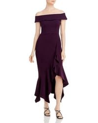 Aqua - Off-the-shoulder Midi Cocktail And Party Dress - Lyst