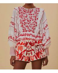 FARM Rio - Embroidered Long Sleeve Blouse - Lyst