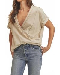 AEMI + CO - Short Sleeve Faux Wrap Top - Lyst