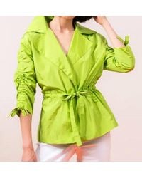 Elena Wang - Ruched Sleeves Drawstring Jacket - Lyst
