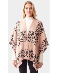TRUEDAMES - Leopard Patterned Soft Fuzzy Ruana Poncho - Lyst