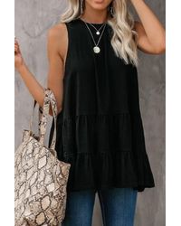 TRUEDAMES - Sleeveless Loose Ruffle Hem Flared Tunic Top - Lyst