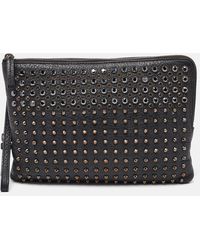 MCM - Leather Embellished Zip Wristlet Pouch - Lyst