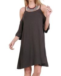 Umgee - Open Shoulder Ruffle Sleeve Dress - Lyst