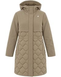K-Way - Hooded Quilted Long Puffer Coat - Lyst