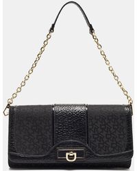 DKNY - Monogram Canvas And Leather Flap Chain Bag - Lyst