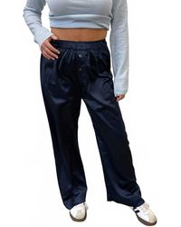 Olivaceous - Wide Leg Satin Pants - Lyst