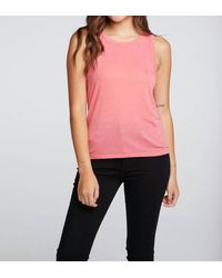 Chaser Brand - Recycled Vintage Jersey Slit Back Hi Lo Muscle Tank Top - Lyst