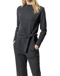 Lilla P - Tie Waist Mock Neck Top - Lyst