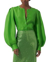 Carolina Herrera - Puff Sleeve Button-Down Silk Top - Lyst