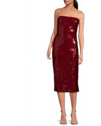 Lucy Paris - Atlanta Sequined Strapless Midi Dress - Lyst