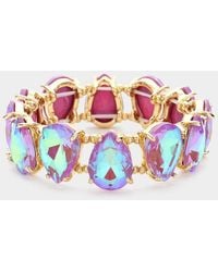 Fashnzfab - Teardrop Glass Stone Cluster Stretch Evening Bracelet Ab - Lyst