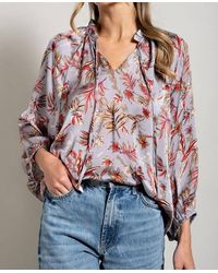 Eesome - The Golden Hour Floral Ruffle Neck Top - Lyst