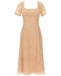 Ermanno Scervino - Floral Lace Midi Dress With Square Neckline - Lyst