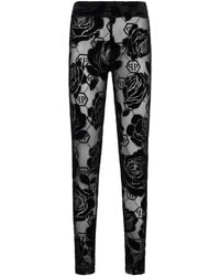 Philipp Plein - Tulle Leggings Flock Flower Monogram - Lyst