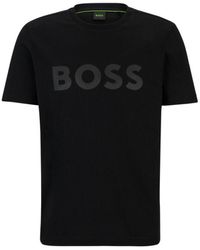 BOSS - Cotton-jersey T-shirt With Decorative Reflective Hologram Logo - Lyst
