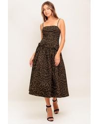 TRUEDAMES - Walk Soft, Strike Strong Leopard Woven Midi Dress - Lyst