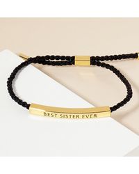 Fashnzfab - Dipped Best Sister Ever Message Bar Pointed Rope Adjustable Cinch Pull Tie Bracelet - Lyst
