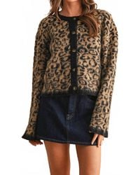 Miou Muse - Leopard Print Sweater Cardigan - Lyst