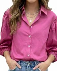 Karlie - Solid Poplin Button Down Top - Lyst