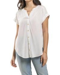 Blu Pepper - Rolled Sleeve Button Down Top - Lyst