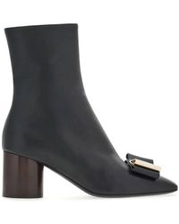Ferragamo - Ferragamo Double Bow Leather Ankle Boots - Lyst