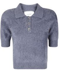 Lisa Yang - Short Cashmere Polo Top With Classic Collar And Button Placket - Lyst