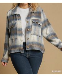 Umgee - Plaid Cropped Jacket Shacket - Lyst