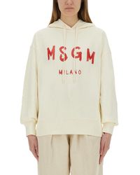 MSGM - Relaxed-Fit Sweatshirt With Brushed Logo - Lyst